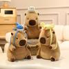 Flower Hat Capybara Soft Guinea Pig Carrying Backpack Doll Stuffed Comfort Pillow Kawaii Room Decor Birthday Gifts