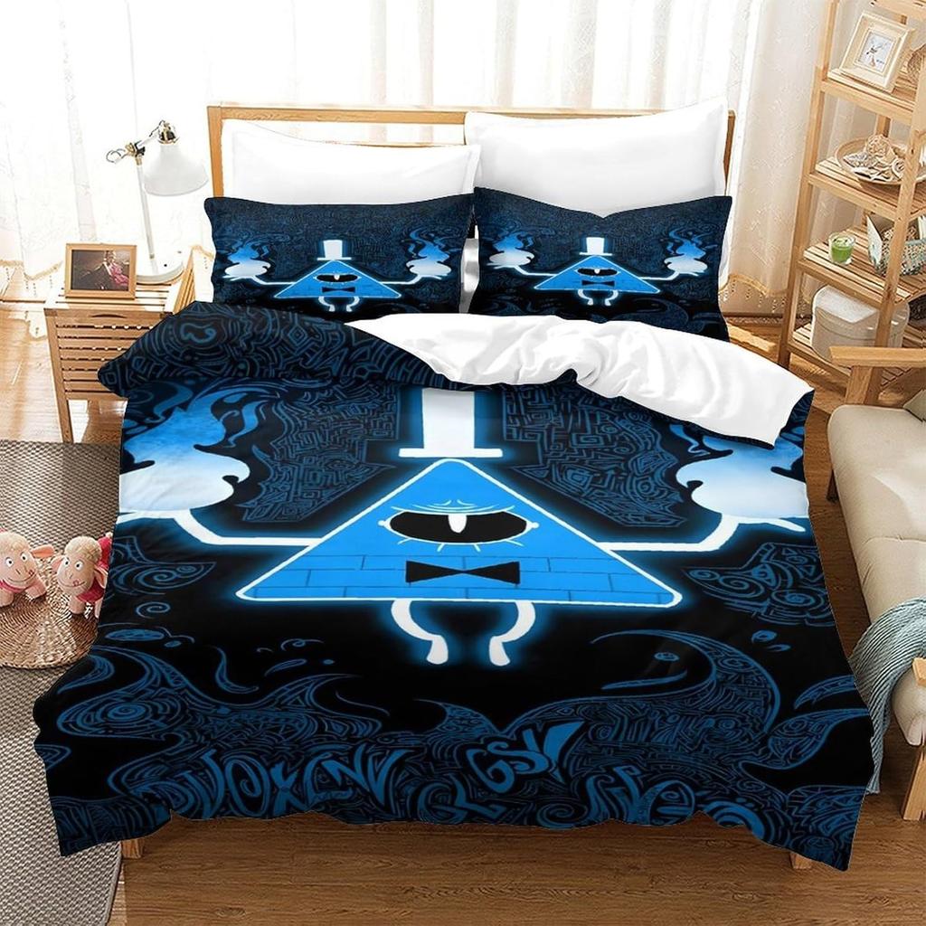 Copripiumino Bill Cipher 3D Squisito Cartone Animato Gravity Falls Stampa Digitale Set Biancheria da Letto Piumone Letto Giovani Decorazione Casa Bambini Ragazzi
