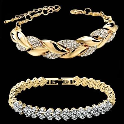 Pulseira de Luxo Amor Folha Trançada Charm Cristal Pulseiras de Casamento para Mulheres Aniversário Presentes de Dia dos Namorados Joias Estéticas