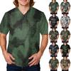 Haut d'uniforme médical à manches courtes et col en V pour homme avec imprimé camouflage numérique Coupe décontractée Poches fonctionnelles Matériau durable