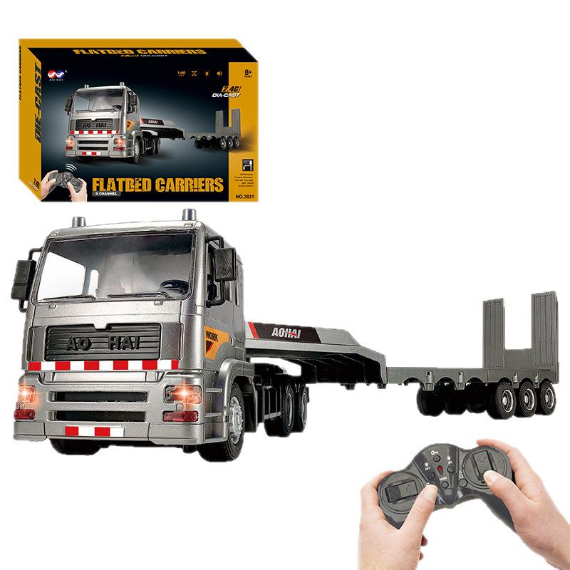 New Product 1:18 Scale 2.4G Remote Control Simulation Alloy Flat Truck Trailer Remote Control  Boys' Holiday Gifts Toy