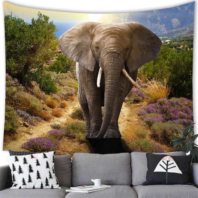Elephant Tapestry Wall Hanging Wild Animal Creative Elephant Decorative Tapestry Wall Hanging Elephant Home Dormitory Decoration