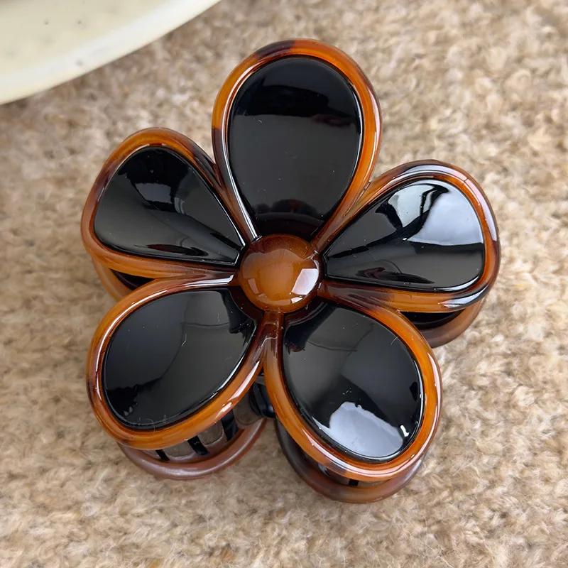 

Винтажные заколки-крабы для волос в виде цветов янтарного цвета, ободок, женственный темперамент, элегантные заколки-крабы, заколки-автоматы, женские заколки для волос для вечеринки, аксессуары