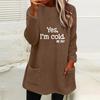 Women's Embroidered Letter Plush Hoodie - Round Neck, Loose Fit, Long Sleeve, with Pockets for Autumn/Winter