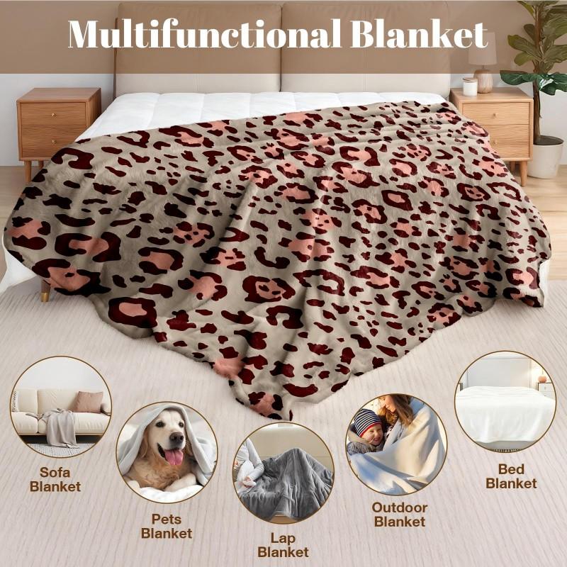 1PC Throw Leopard Pattern Animals Skin Pattern Flannel Blanket Thin Throw Soft Warm Blankets Festival Pefect Gift All Season Use