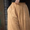 Johnature Women Vintage Linen Bloomers Pants Solid Color Warm Elastic Waist Autumn Winter  Losoe Women Warm Pants