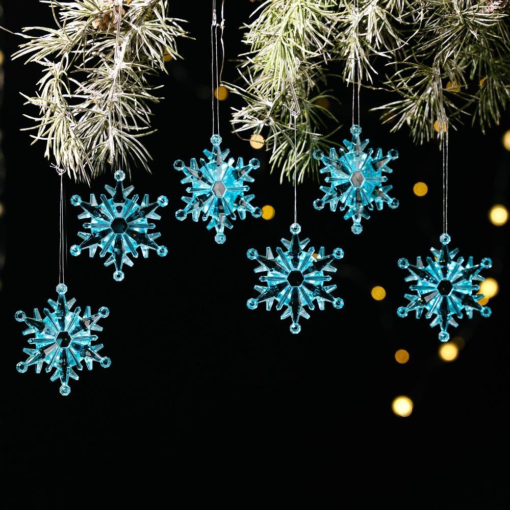 Crystal Snowflake Acrylic Snowflake Pendant Transparent Xmas Tree Ornaments  New Year Celebration