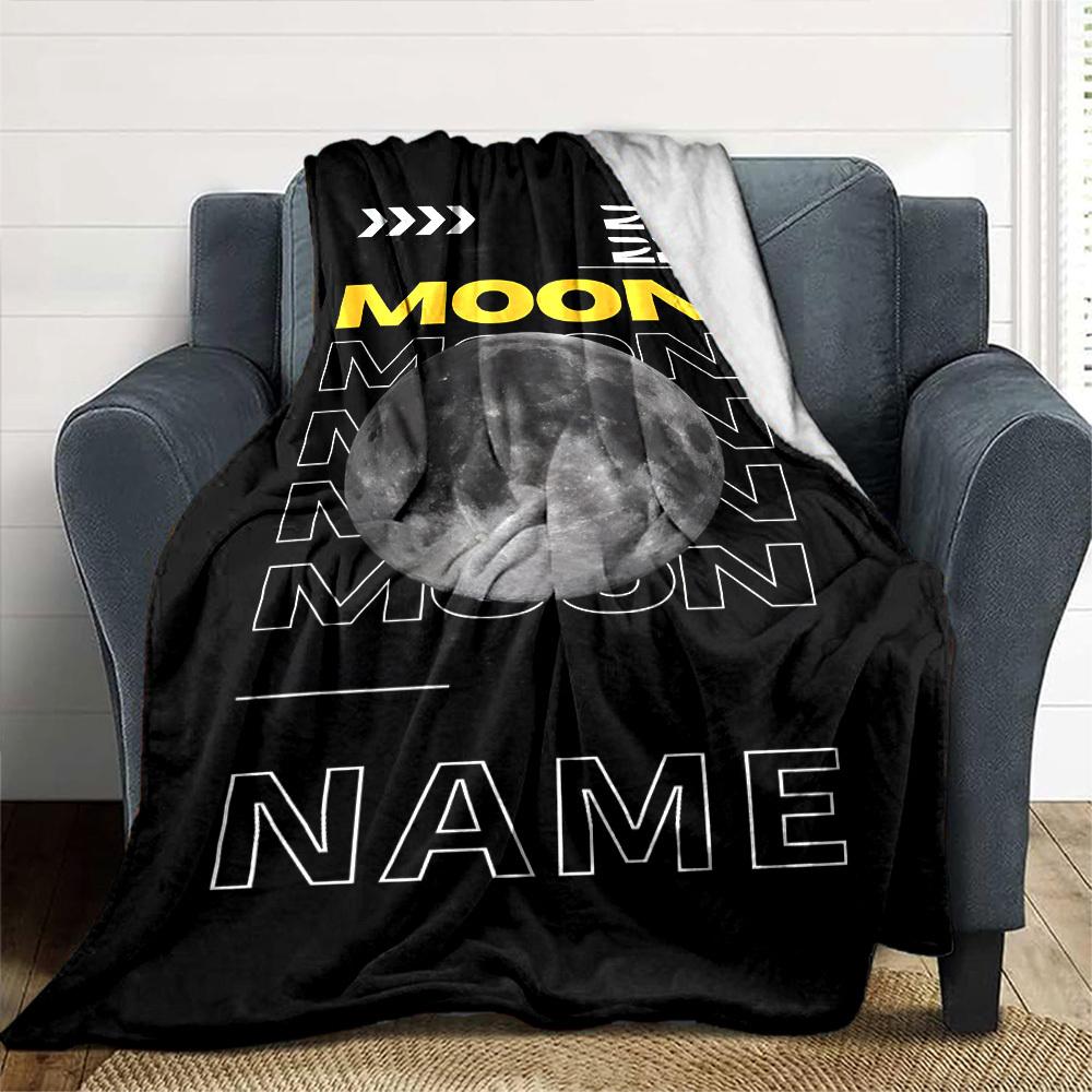 Moon Design Multipurpose Personalized Blanket Customize Text Soft Cozy Versatile For Sofa Couch Office Bed Picnics Four Seasons Universal Warmthful