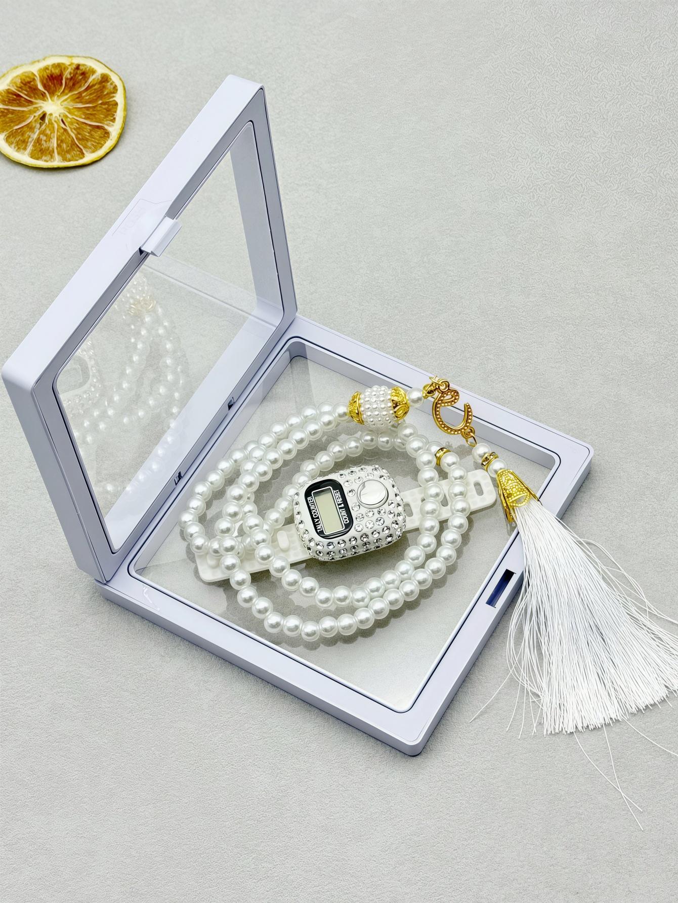 

Ring-shaped portable counter, diamond-encrusted point counter, people flow statistics, beaded gift box set белый