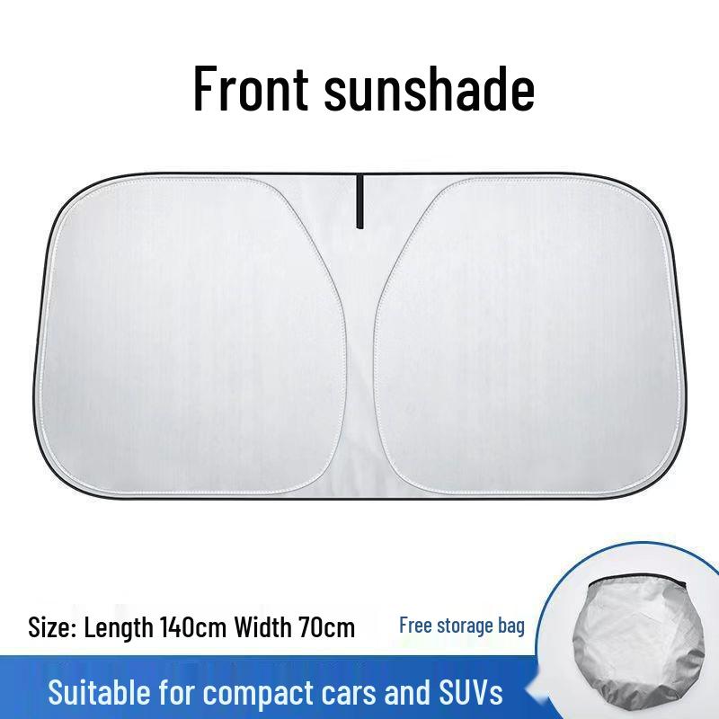 Titanium Silver Car Sunshade: Double Circle Insulation for Front Windshield Summer Protection