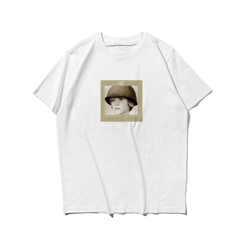 

U2 Bono Pop Irish Rock Band Mens and Womens Loose Printed Fabric Youthful Four Seasons ShortSleeved RoundNeck TShirt S