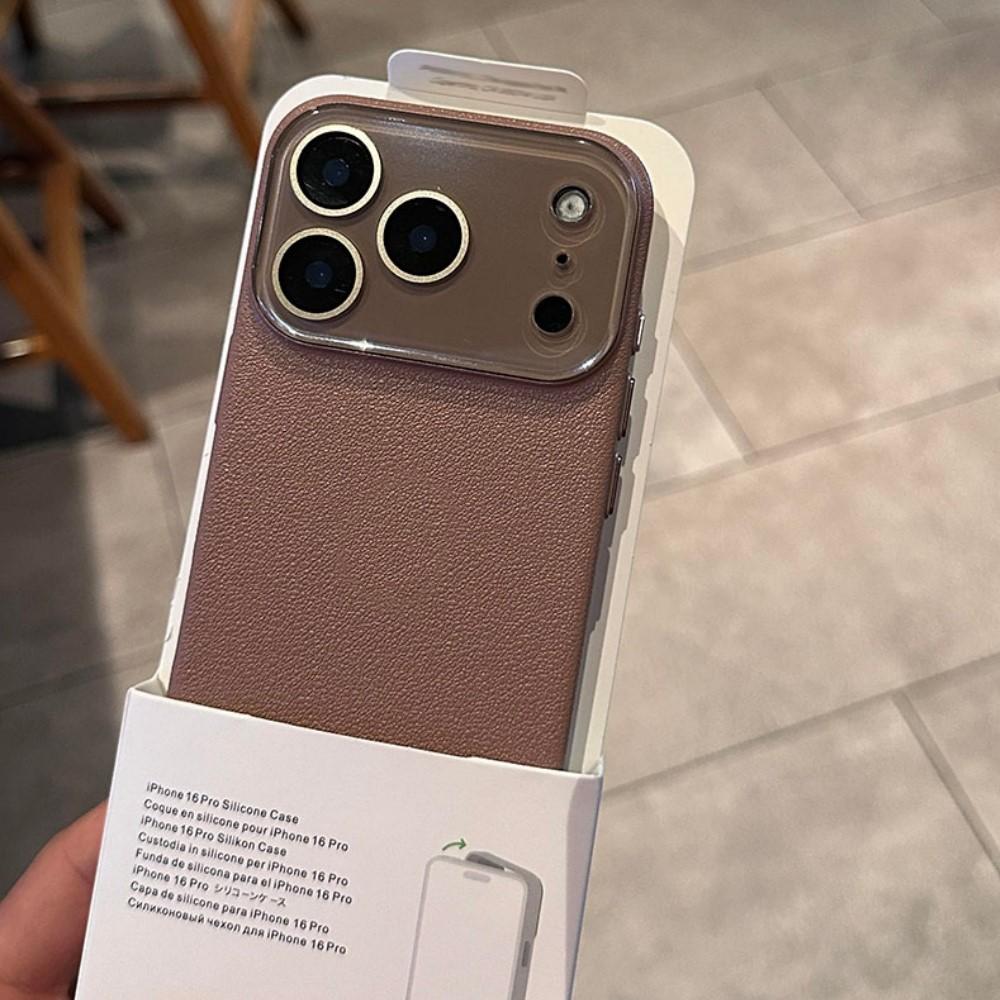 Luxury HD Hard Glass Camera Case For 17 Air 16 15 14 13 12 11 Pro Max Plus Hard PC Leather Texture Armor Shockproof Funda