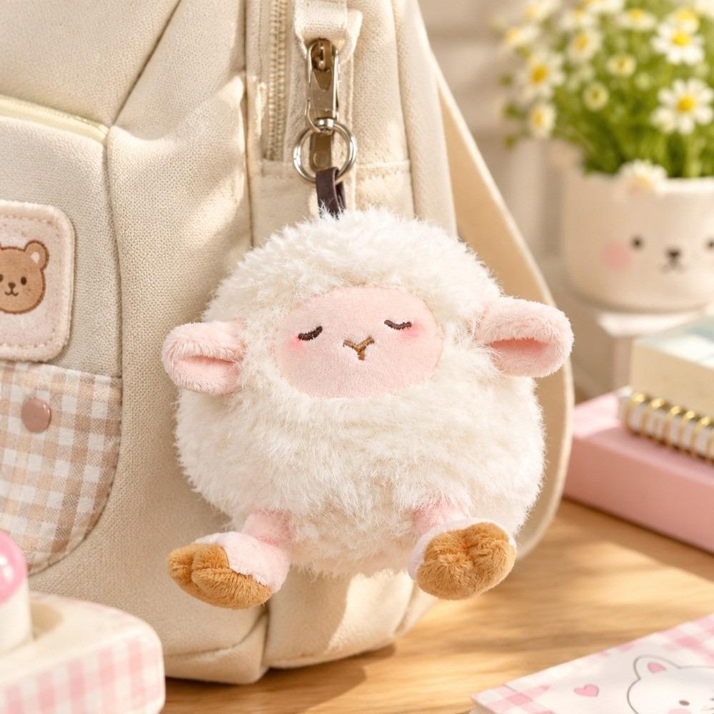 Fluffy Plush Sheep Keychain Hanging Charm Zodiac Goat Pendant Key Ring Lamb Ornaments Bag Decor