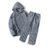 Autumn and Winter Foreign trade slim-fit round neck long-sleeved trousers square plaid fluffy personalized two-piece set casual men