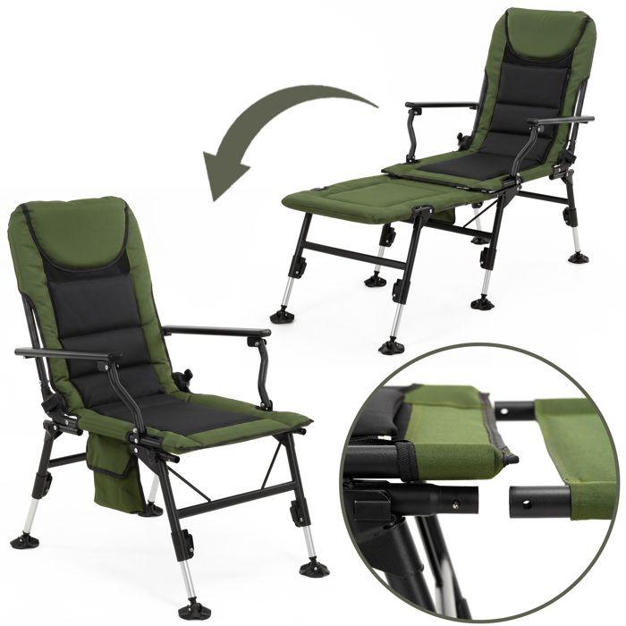 Springos 2-in-1 Folding Chair – Fishing, Camping, Lounger, 140 Kg, 5 Positions, with Footrest