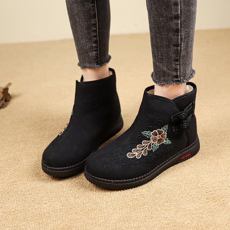 Fashion Women's Snow Boots Winter Fashionable and Comfortable Flat Boots Casual Thick Sole Embroidered Women's Shoes Botas De Mujer