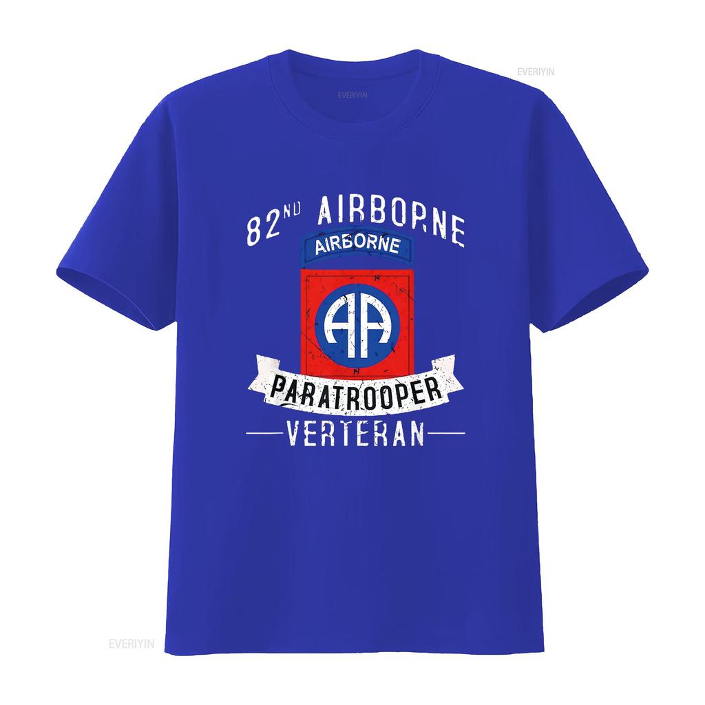 Mens 82nd Airborne Division Paratrooper Army Veteran T Shirt Black Medium vintage Washed Casual homme Stylish Versatile