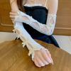 Y2K Cutout Arm Warmers with Velvet Bows, Ribbed Knit Fingerless Gloves Ruffle Trim for Women Girls Balletcore Lolita Fashion