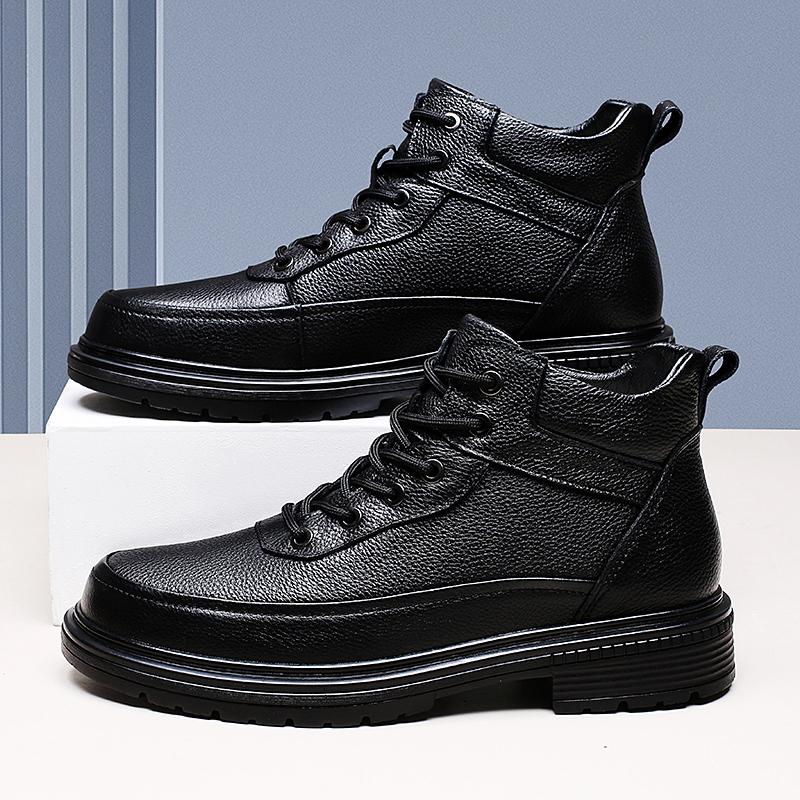 Autumn Winter Mens Basic Boots High Top Shoes Outdoor Genuine Leather Botas Combat Desert Boots Leisure Walk Ankle Boots