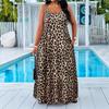 Leopard Print Plus Size Spaghetti Strap Cami Dress for Women