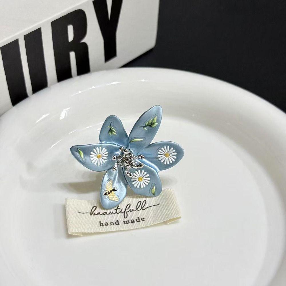Open Ring Enamel Flower Ring Daisy Irregular Enamel Ring Personality Heart Ring  Gift