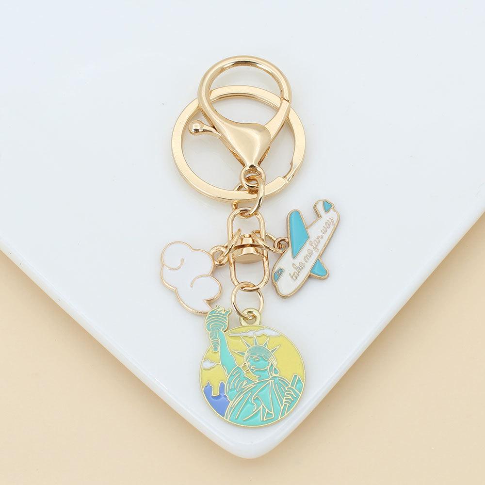 Eiffel Tower & Statue of Liberty Souvenir Keychain - World Scenery Gift Pendant