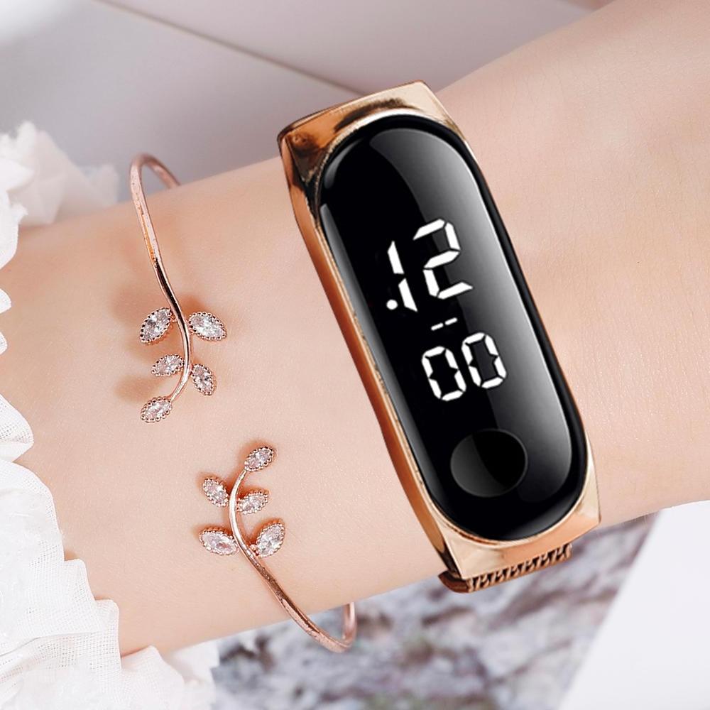 Fashion Women's Watch Rose Gold Stainless Steel Dress LED Quartz Bracelet Watch Women Female Clock Relogio Feminino Drop Ship