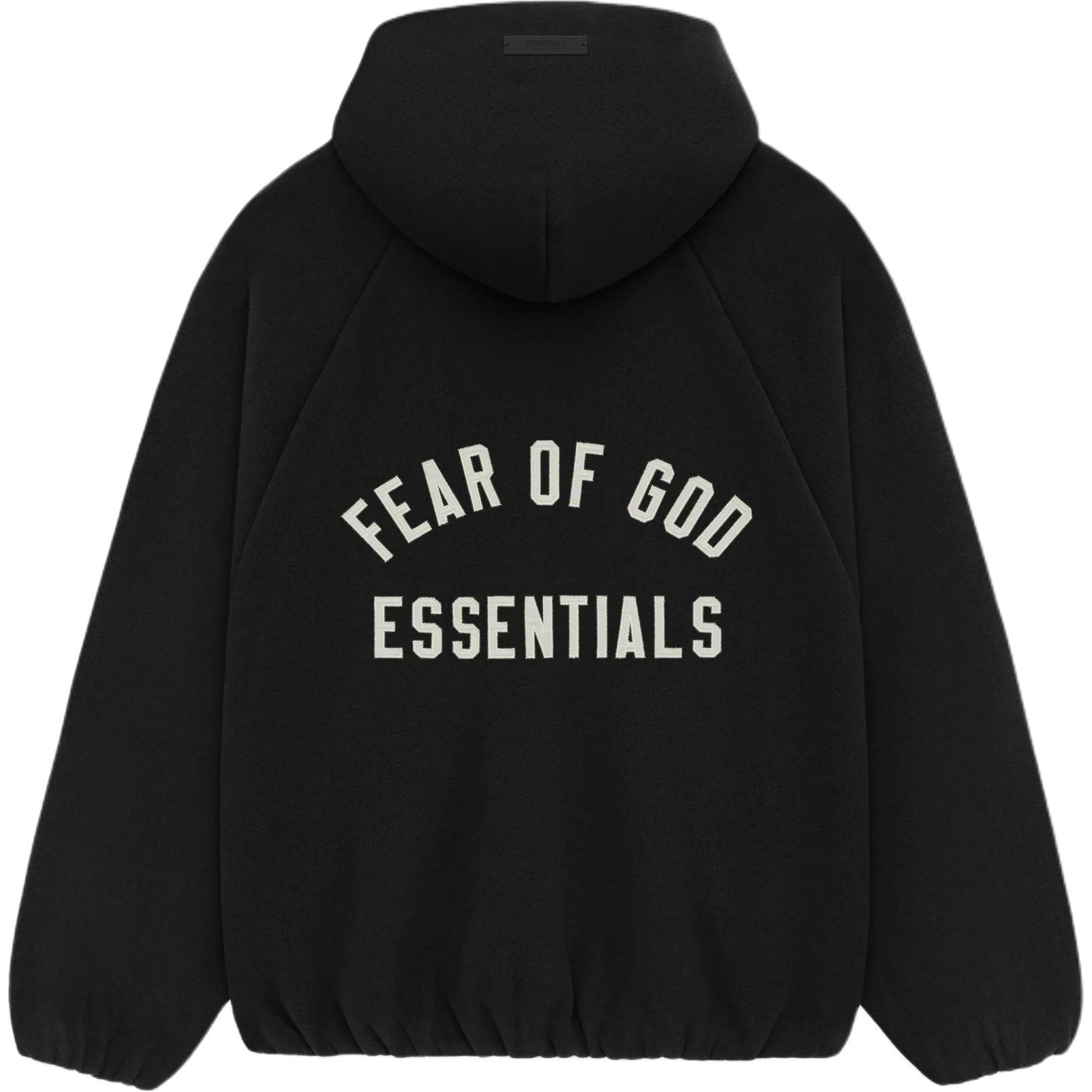

Fear of God Essentials Fall24 Holiday Series Куртка-бомбер с капюшоном и принтом букв Свободная флисовая куртка с длинным рукавом Мужские куртки 202HO246250F XXS