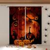 Halloween Horror Atmosphere Decorative Curtains Gothic Style Castle Pumpkin Cartoon Print Curtains Holiday Party Decorative 2PCS