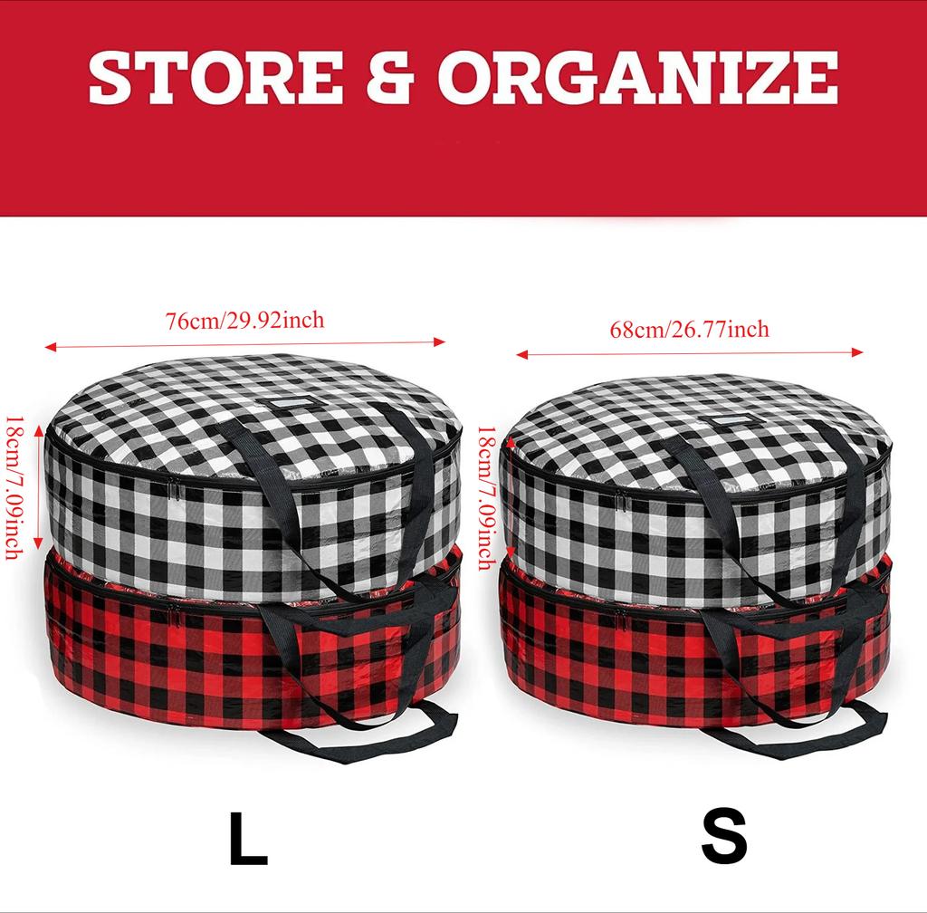 Christmas Wreath Storage Bag Foldable Christmas Tree Storage Bag Double Handle Wreath Container Family Holiday Storage Tool