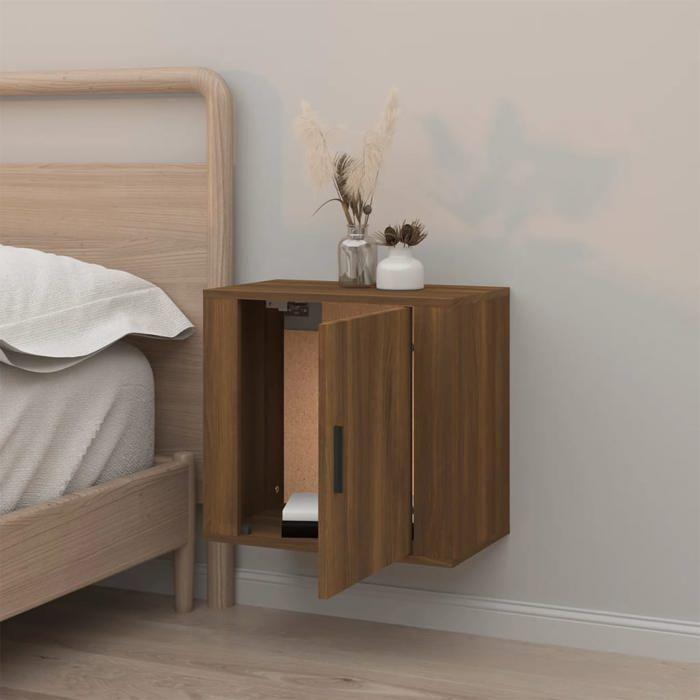 Wall-mounted Bedside Table - Maison Exclusive - Floating - Brown Oak - 50x30x47 Cm