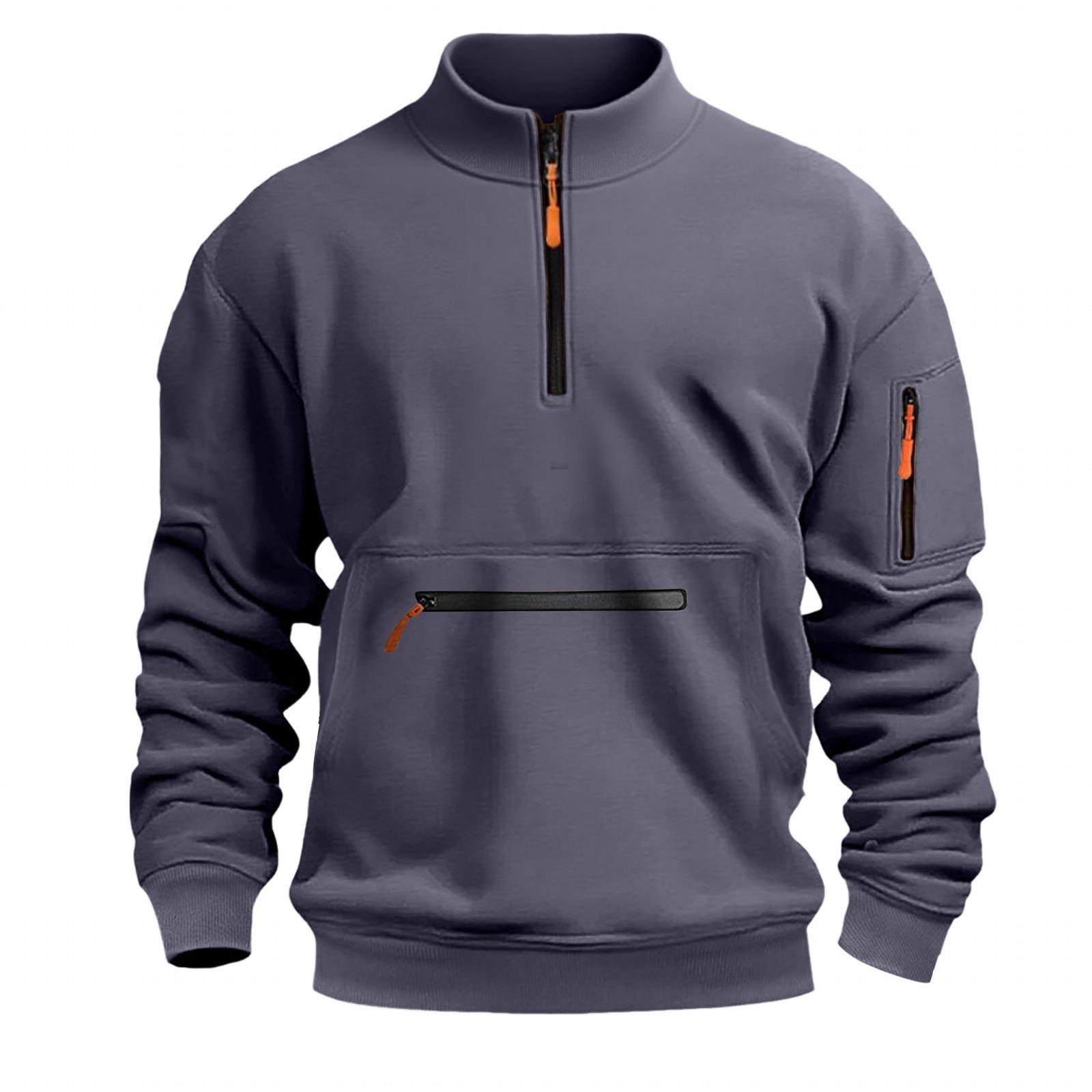 

Men s Stand Collar Zipper Hoodie - Bestselling Casual Fleece Sweatshirt XL темно-сірий