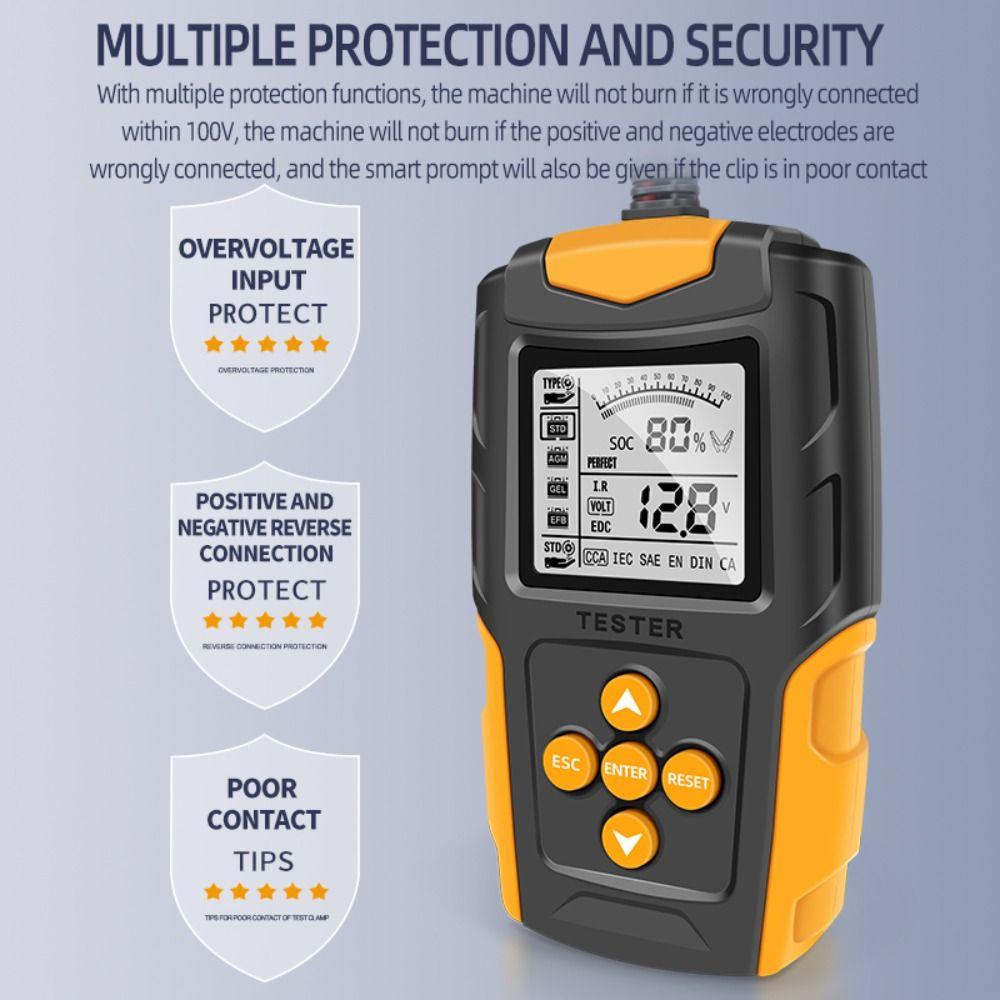 12V/24V Automotive Battery Tester CCA Measurement 100-2000 CCA Battery Analyzer Digital Display Digital Battery Tester