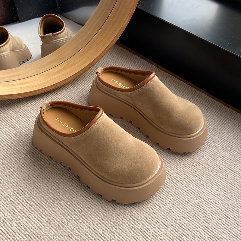 

Fashion CRLAYDK Women s Platform Heel Mules Casual Shoes Closed Toe Slip On Backless Wear Resistant Walking Increase Height Slippers 35