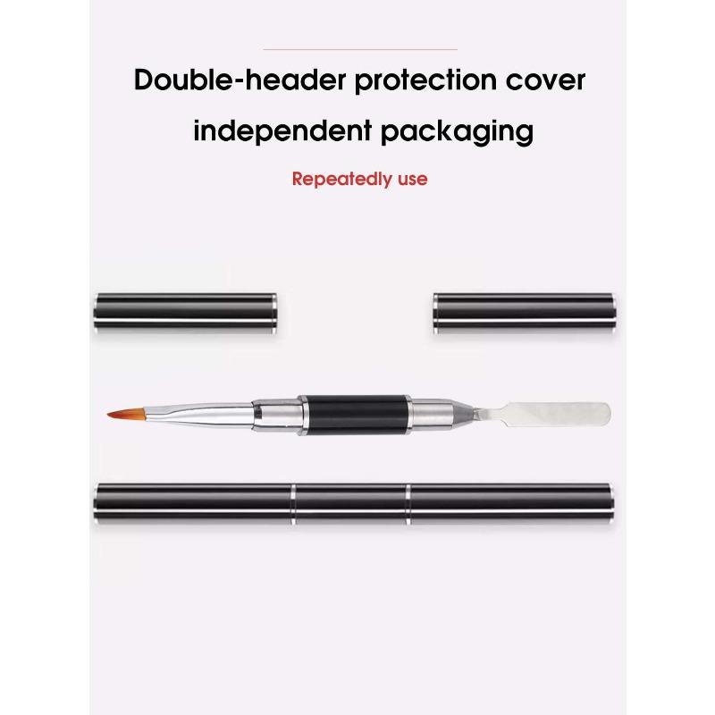 Double Head Nail Art Gel Brush Black Pen Picker 2 IN 1 Design UV Gel Brush Spatula Acrylic Nail Extension Gel Manicure Tools