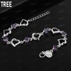 925 Sterling Silver Heart-Shaped Side Chain Sweet Bracelet Gift Jewelry