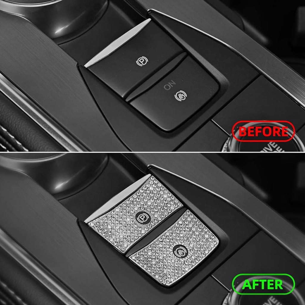 Bling Car Accessory for Ford Explorer,Crystal Electronic Brake and Automatic Start/Stop Button Box Sticker for Ford Explorer 2024.