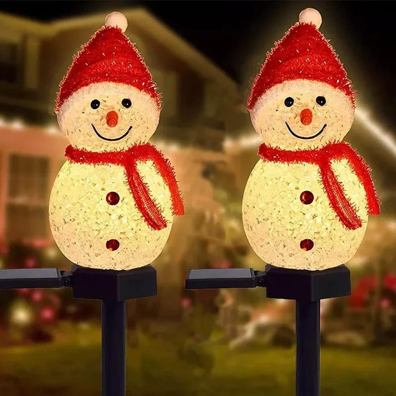 LED Snowman Solar Garden Light Outdoor Ground Stake Light Solar Powered Xmas Pathway Lights For Christmas Lawn Yard Decoration