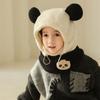 Soft Drawstring Bear Ear Hat Warm Panda Neckerchief Panda Plush Scarf with Face Mask  Streetwear