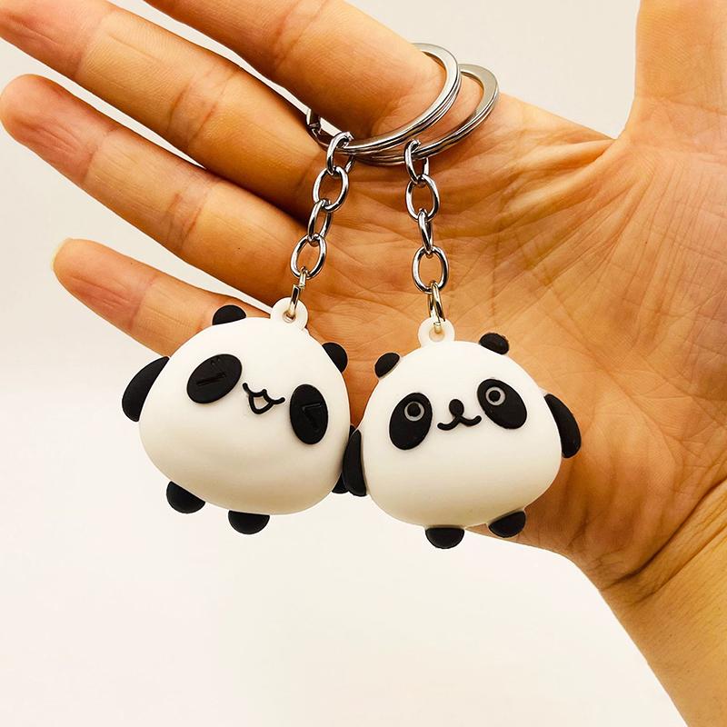 Cute Anime Panda Keychain For Women Men  Bag Pendant Accessories Kawaii Car Key Chain Couple Kids Christmas Gift