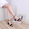 Letní boty na středním podpatku pro ženy, Silné podpatky s odhalenými prsty, Semišové, Sandály s jednou přezkou, Římské boty