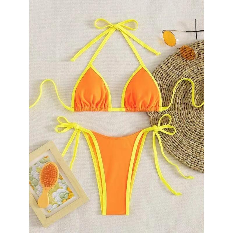Bikini Sexy con Lacci Colore a Contrasto Set Costume da Bagno da Donna Diviso Bikini da Spiaggia 2026 Nuovo Bikini Senza Schiena per Tutte le Stagioni Set 2 Pezzi