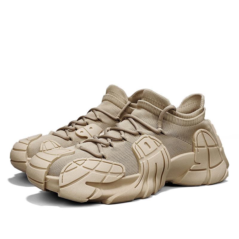 New Shoes for Men Breathable Knit Casual Sock Shoes Mecha Style Flat Hiking Shoes Youth Slip-on Sneaker