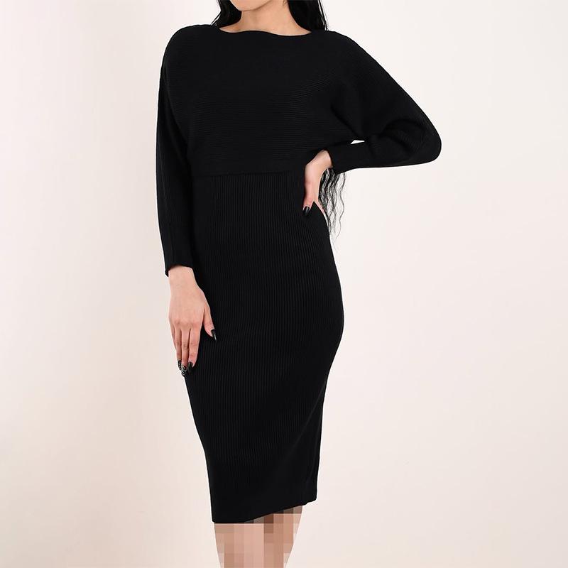 

Осінь 2025 Європейський та Американський Жіночий Однотонний Вільний Топ та Спідниця, що облягає стегна, Комплект XXXL чорний