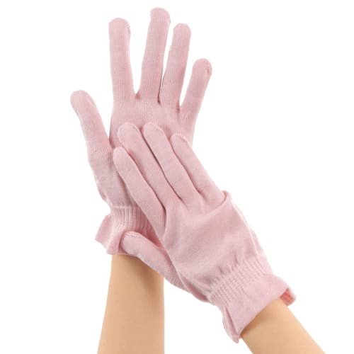Silk Gloves for Hand Care, Moisturizing, and Comfortable Sleeping Gloves for a Comfortable, Relaxed Fit. Made In Japan (Pink, 1 Pair)