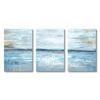 3 Panels Nordic Abstract Ocean Canvas Painting Coastal Theme Artwork Blue Gold Sunset & Sunrise Wall Art Posters for Living Room