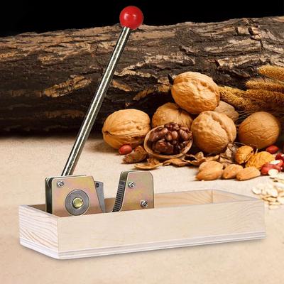 Stainless Steel Macadamia Nut Cracker Tool with Wooden Box for Walnuts Chestnuts Pecans and Almonds