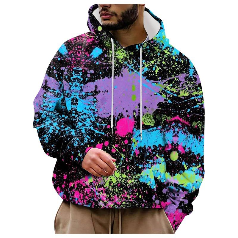 Fashion Gradient Color Graffiti Hoodies 3D Print Men Streetwear Hooded Sweatshirts Oversized Hoodie Pullovers Man Clothing