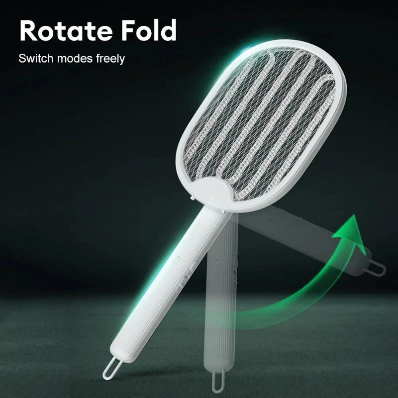 Foldable Electric Mosquito Killer Racket - 3000V Bug Zapper with UV Light USB Rechargeable Fly Swatter Insect Trap