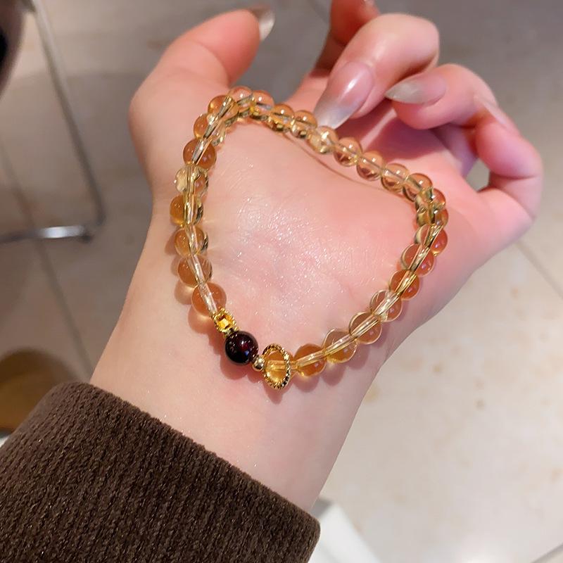 

Браслет из агата цитрина с бусинами в виде цветка, легкая роскошь, ретро-темперамент, нишевый, универсальный, высококлассная бижутерия для женщин